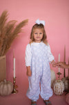 Girls Quilted Bow Patch Long Romper & Collard Long Sleeve