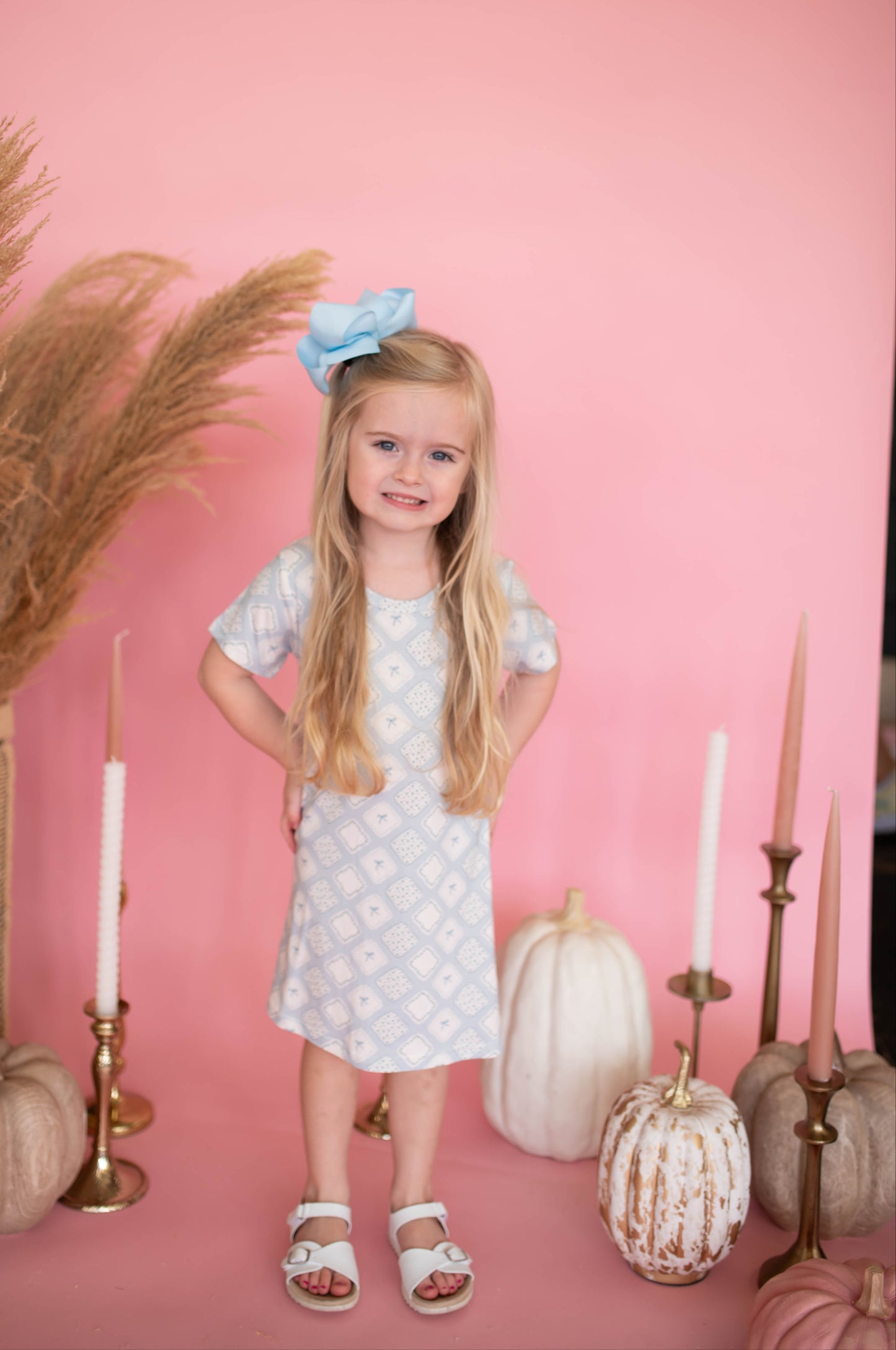 Girls Quilted Bow Patch Bamboo Dress
