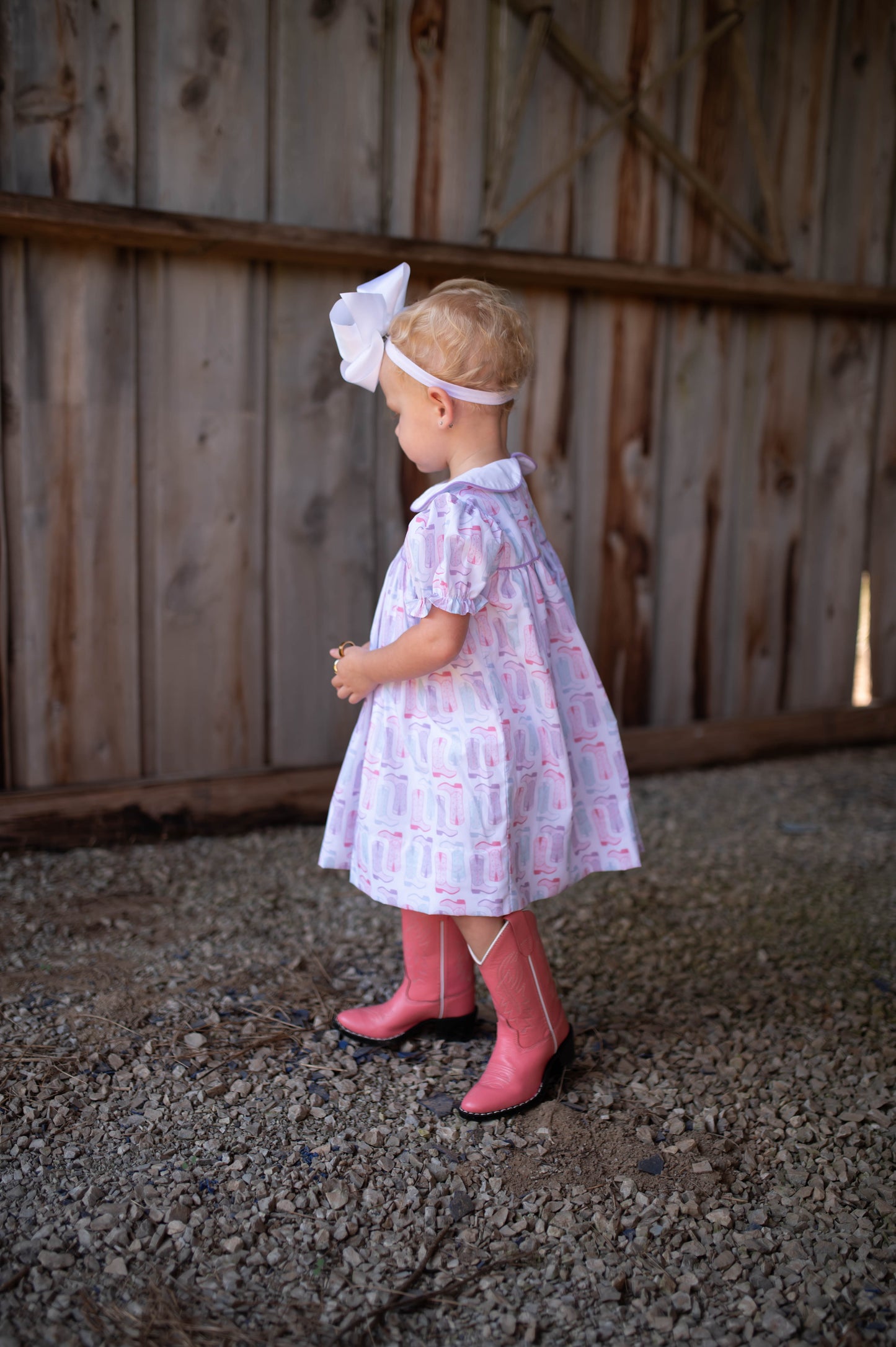 Girls Petals & Spurs Bubble Sleeve Collar Dress