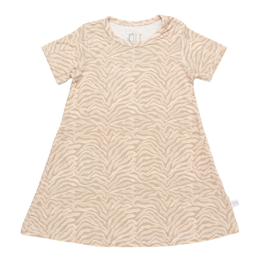 Girls Neutral Zebra Bamboo Dress