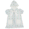 Girls Blue Floral Stripe Hooded Bow Coverup