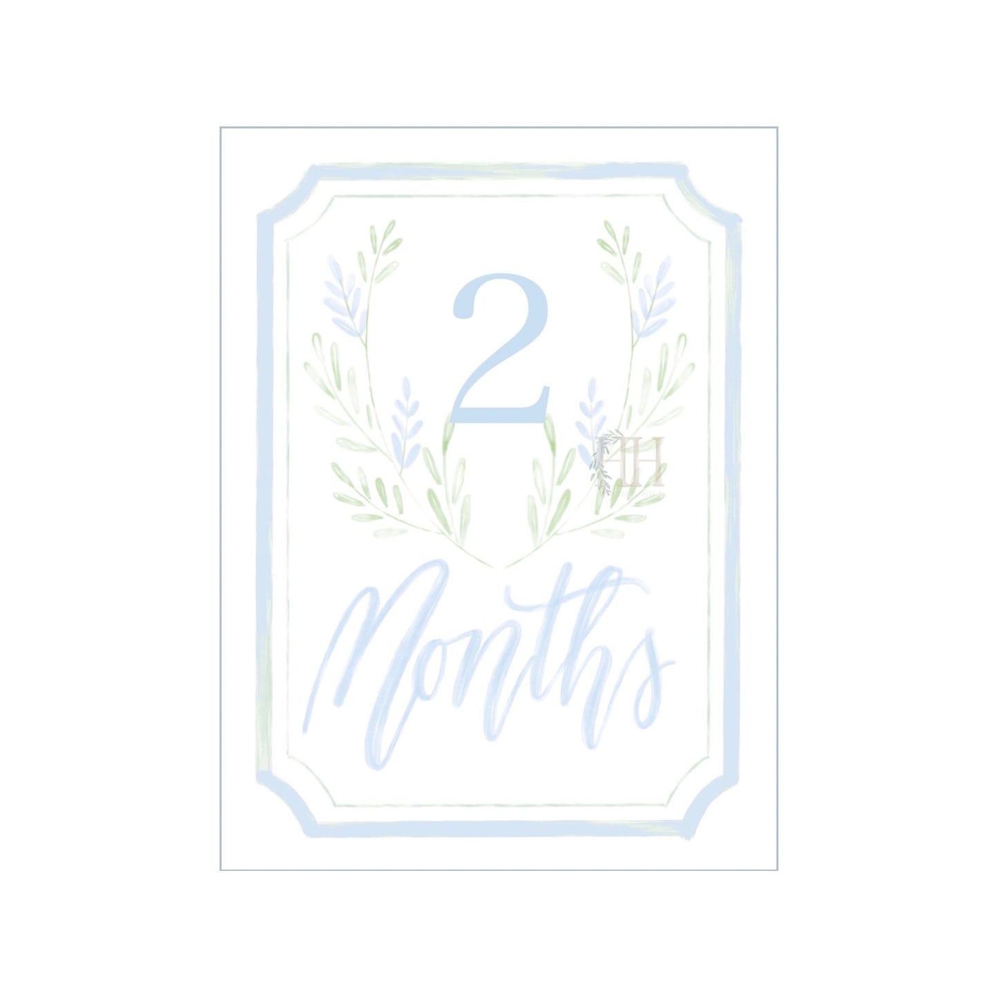 Blue Floral Crest Milestone Cards