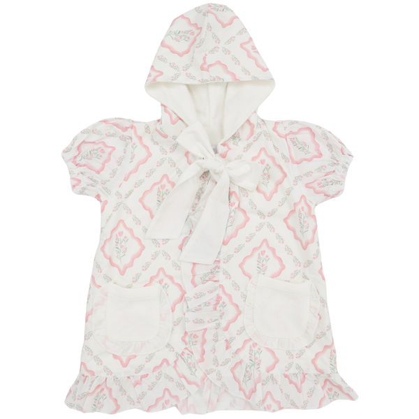 Girls Floral Diamond Hooded Bow Coverup