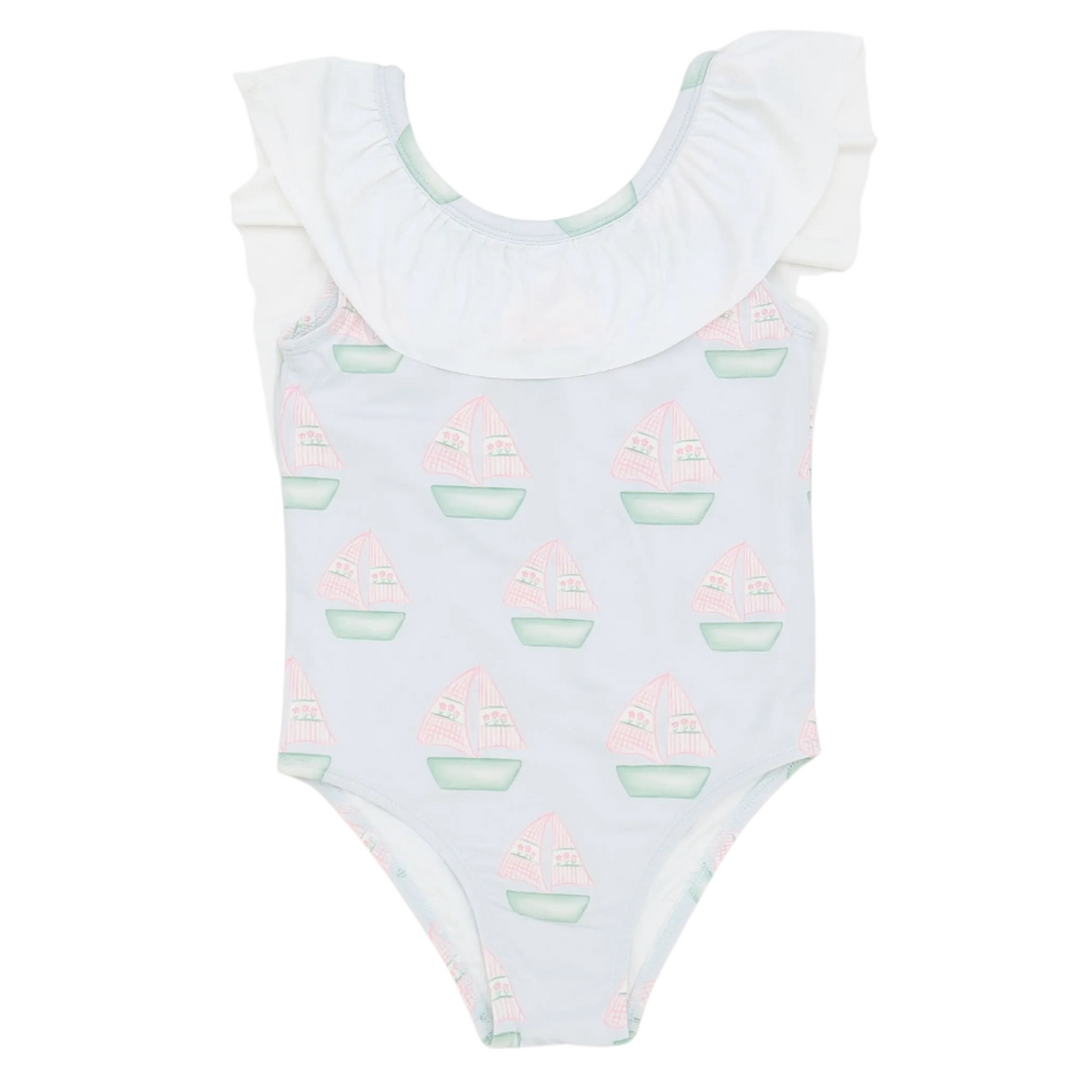 Girls Sailboat Flutter Sleeve One Piece