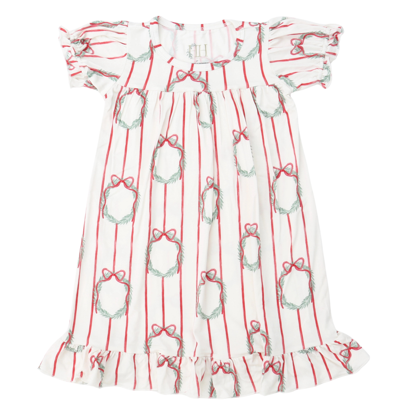 Girls Poinsettia Wreath Nightgown