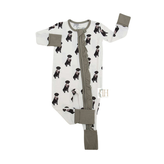 Girls Duck Dog Double Zipper Romper