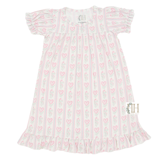 Girls Floral Hearts Nightgown