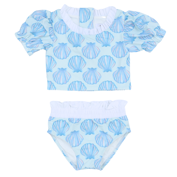 Girls Seashell Bubble Sleeve Two Piece