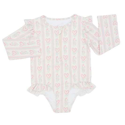 Girls Floral Heart Rashguard