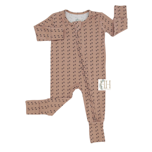 Boys Deer Track Double Zipper Romper
