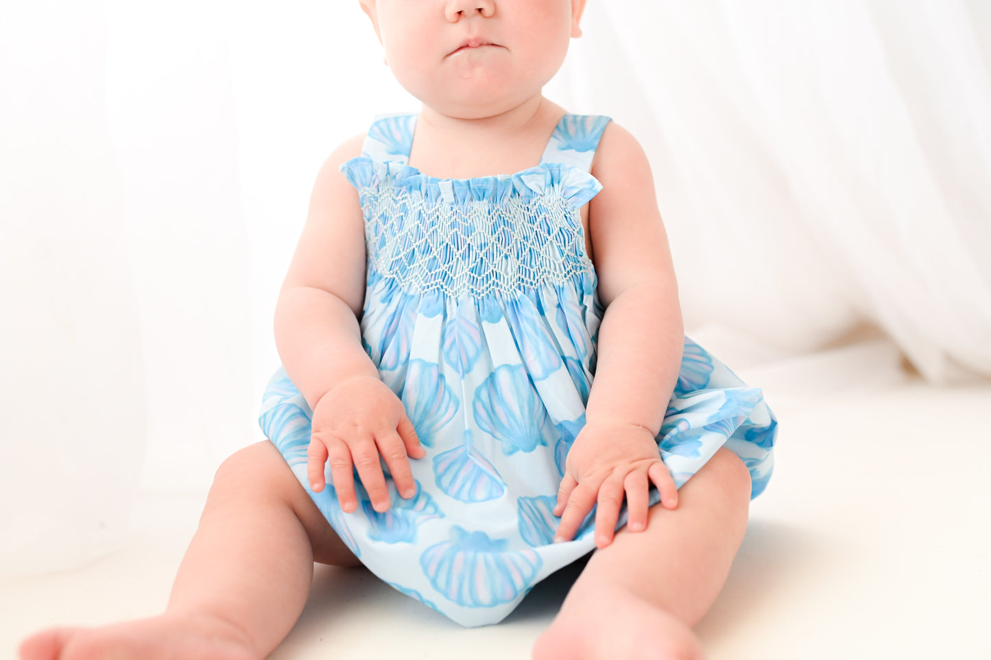 Girls Seashell Smocked Bubble