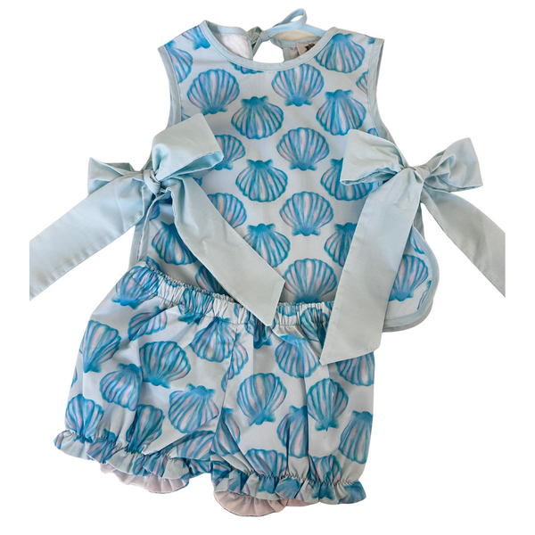 Girls Seashell Side Tie Bloomer Set