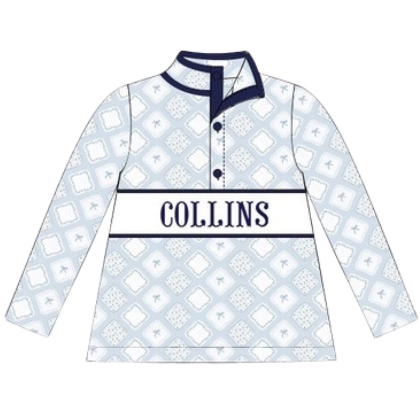 (PRE PURCHASE: ARRIVING MID NOVEMBER) Girls Smocked Plate Quilted Bow Pullover