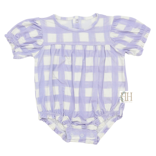 Girls Purple Check Bamboo Bubble