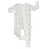 Girls Blue Floral Stripe Double Zipper Romper