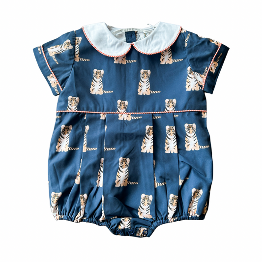 Boys Navy Tiger Collared Bubble