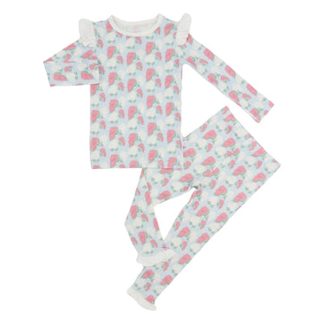 Girls Pink Hydrangea Loungewear Set
