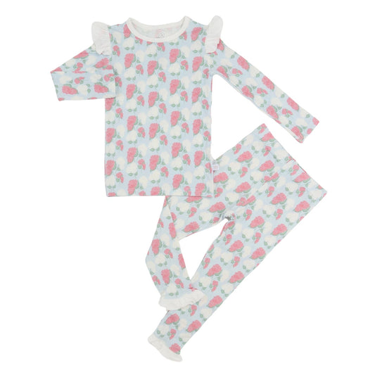 Girls Pink Hydrangea Loungewear Set