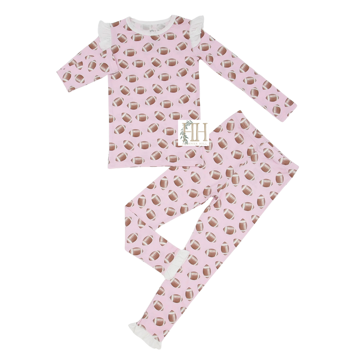 Girls Ruffle Pink Football Loungewear Set