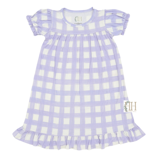 Girls Purple Check Nightgown