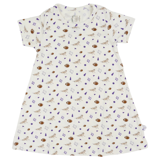 Girls Purple Toad Pom Bamboo Dress