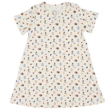 Girls Navy Tiger Pom Bamboo Dress