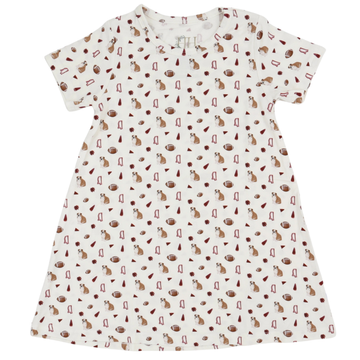 Girls Maroon Bulldog Pom Bamboo Dress