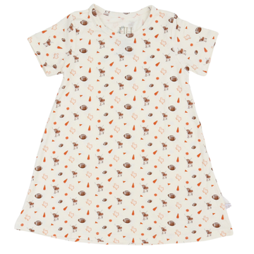 Girl Orange Wild West Pom Bamboo Dress