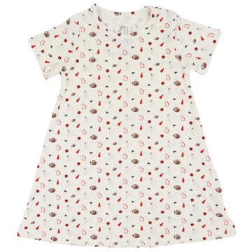 Girls Red Bulldog Pom Bamboo Dress