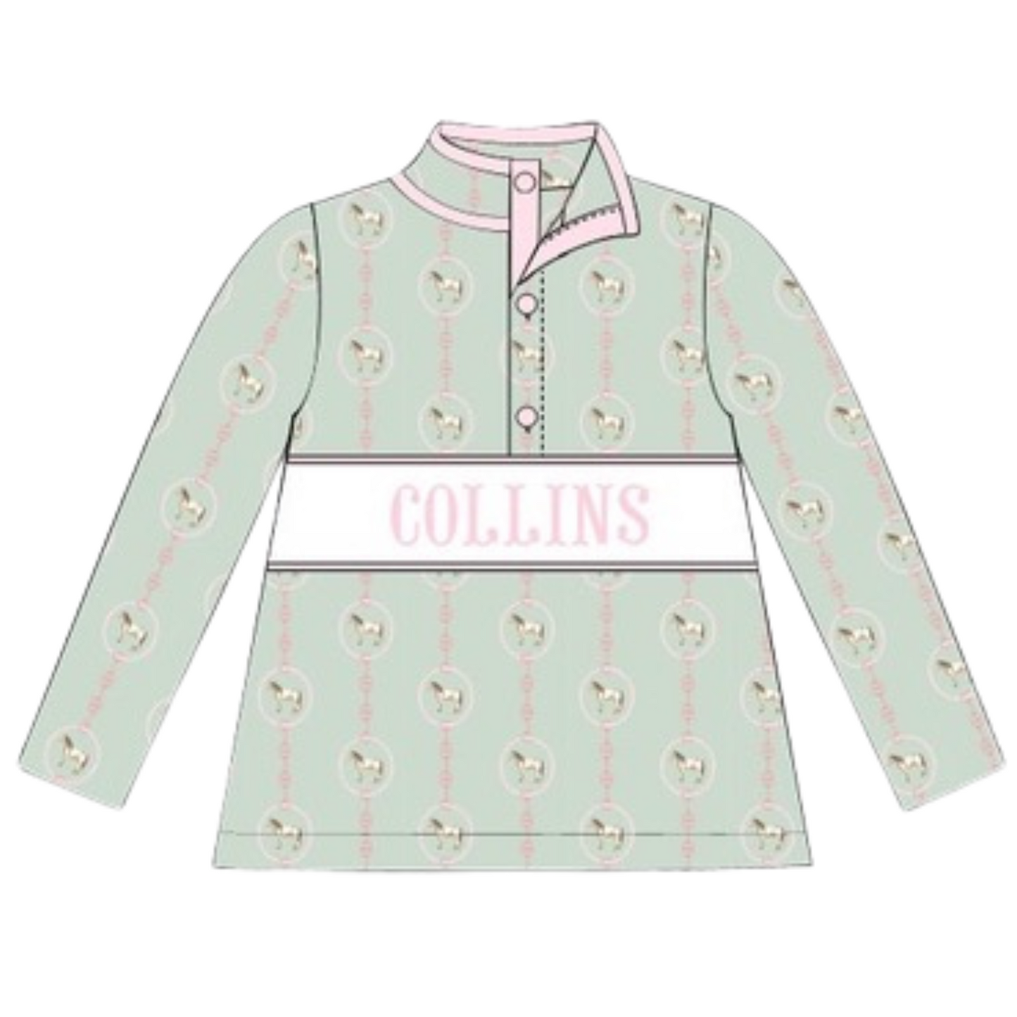 (PRE PURCHASE: ARRIVING MID NOVEMBER) Girls Smocked Plate Paloma Roundup Pullover