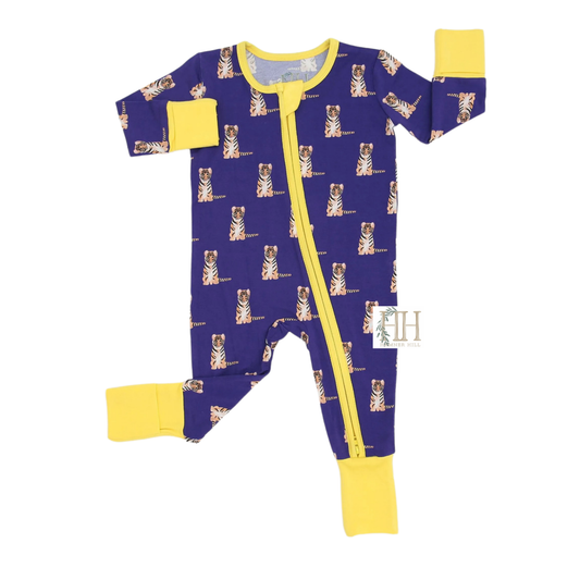 Boys Purple Tiger Zipper Romper