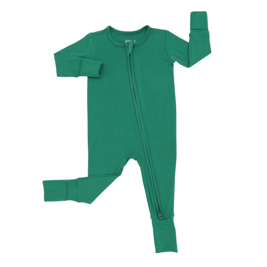 Boys Dark Green Double Zipper Romper