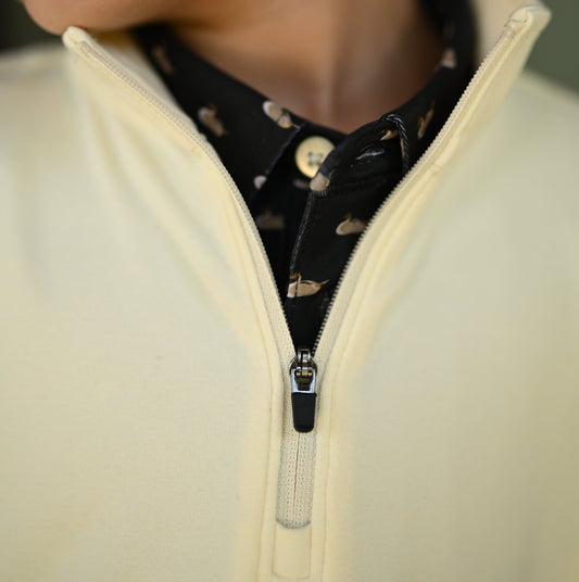 Boys Quarter Zip Cream Pullover