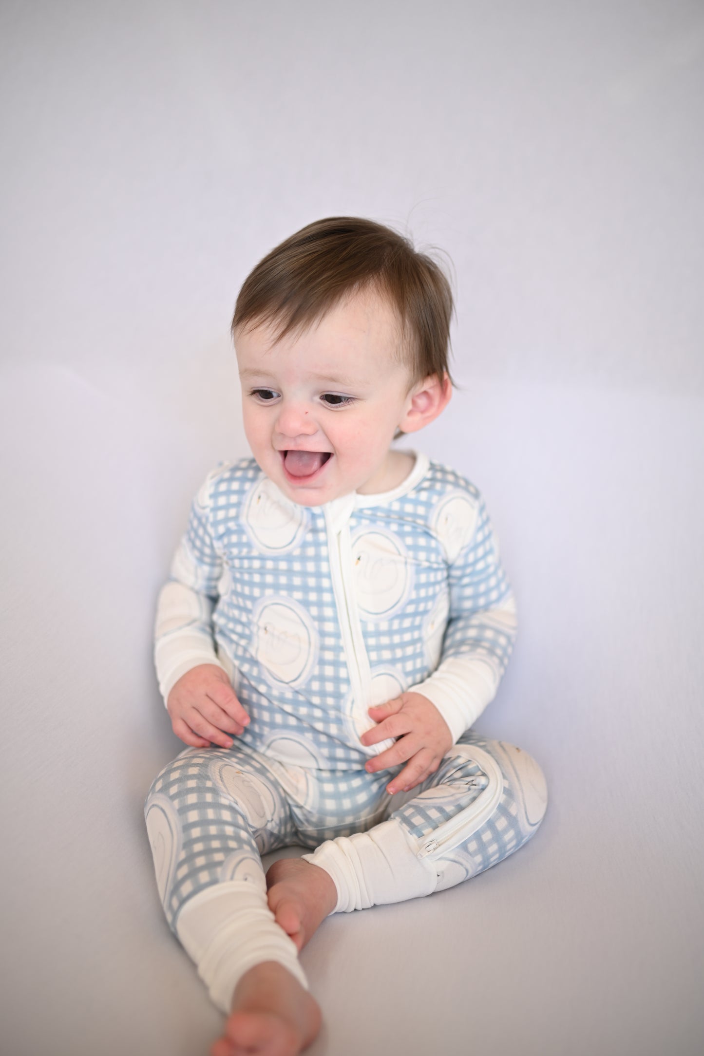 Boys Swan Double Zipper Romper