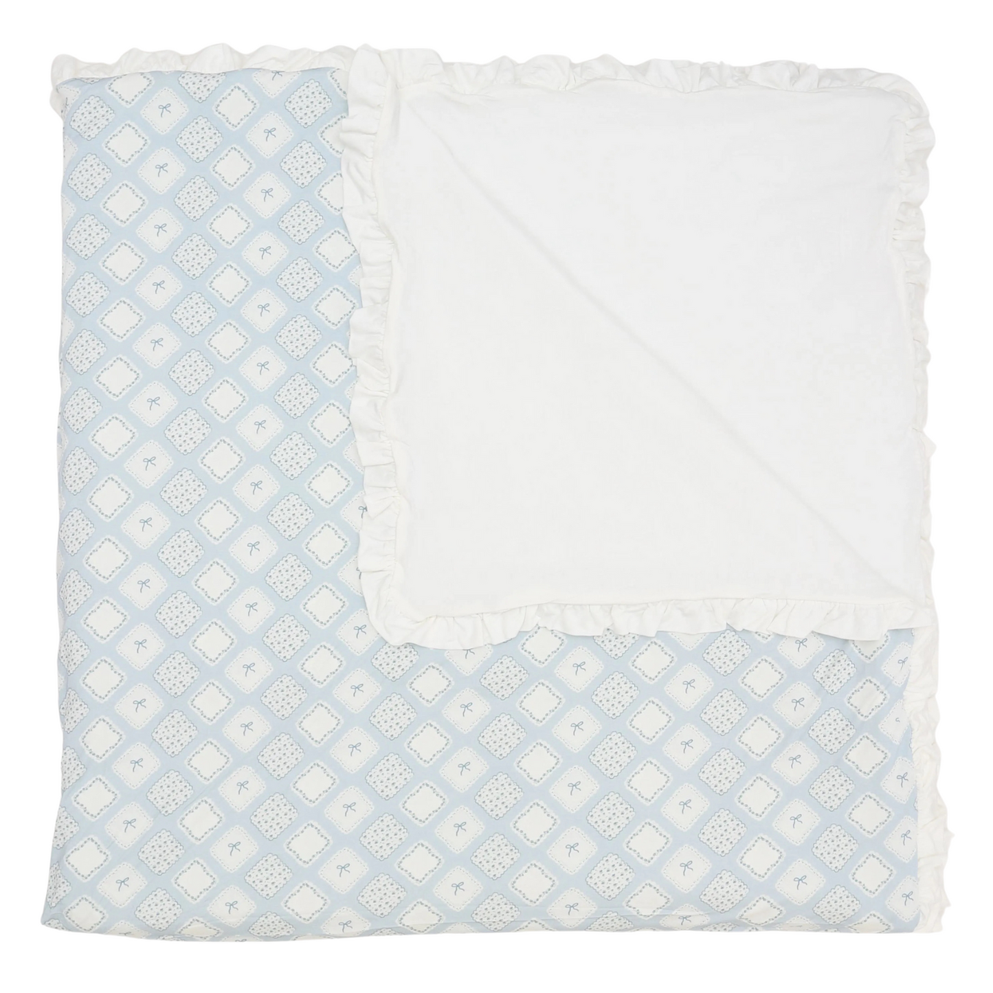 Girls Quilted Bow Patch Large Blanket with Ruffle