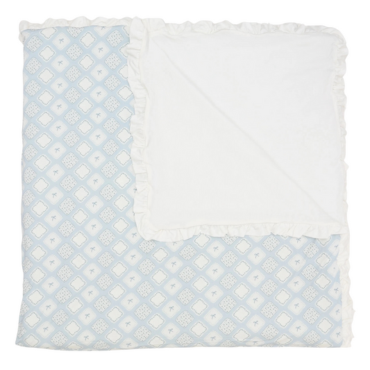 Girls Quilted Bow Patch Large Blanket with Ruffle