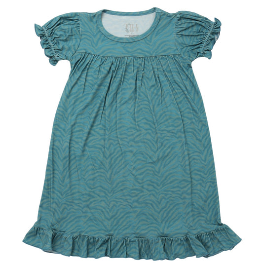 Girls Teal Zebra Nightgown