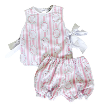Girls Swan Side Tie Bloomer Set