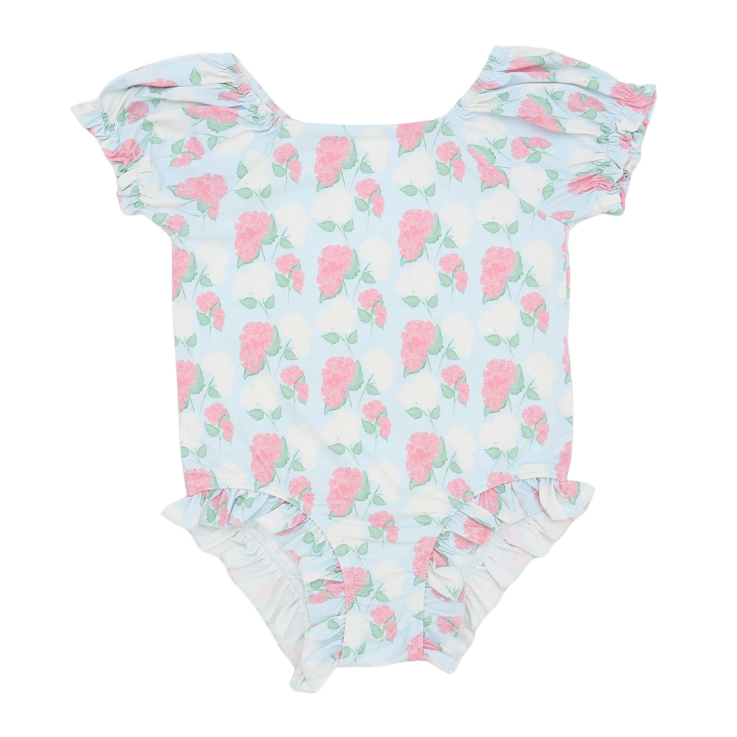 Girls Pink Hydrangea One Piece Swim