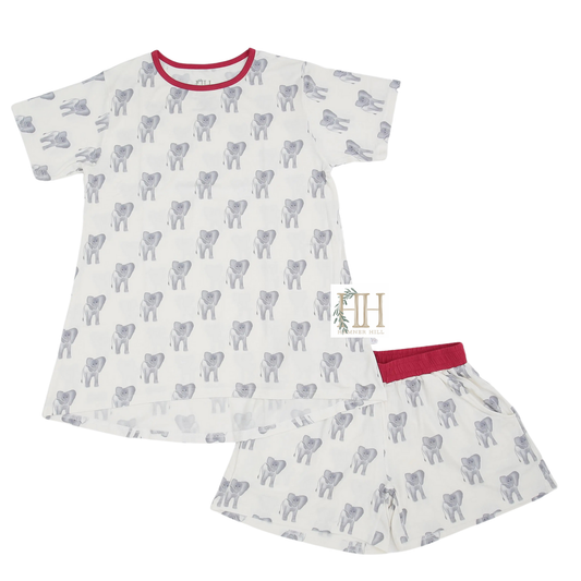 Women Elephant Pajama Shorts Set