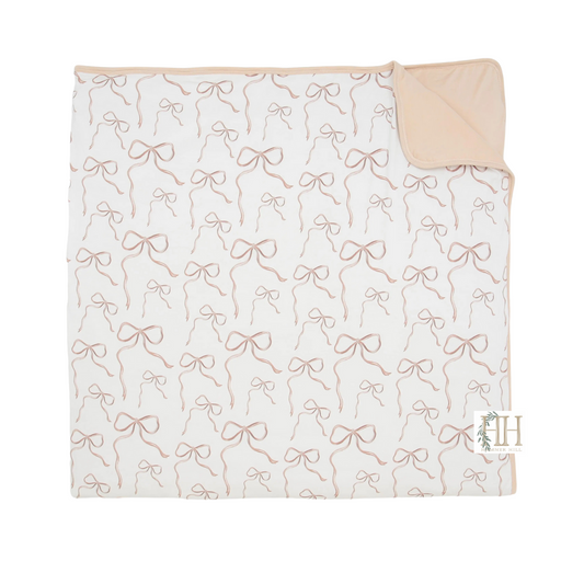 Beige Bow Large Blanket