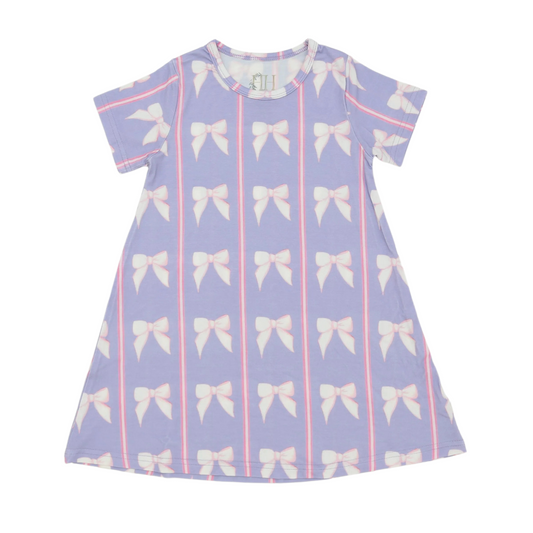 Purple Bow Bamboo Dress