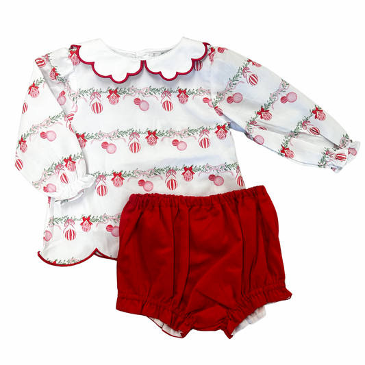 Girls Pinkmas Joy Ornaments Top and Bloomers Set