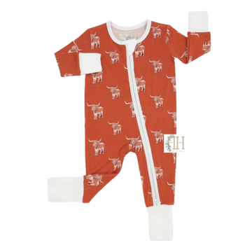 Boys Longhorn Zipper Romper