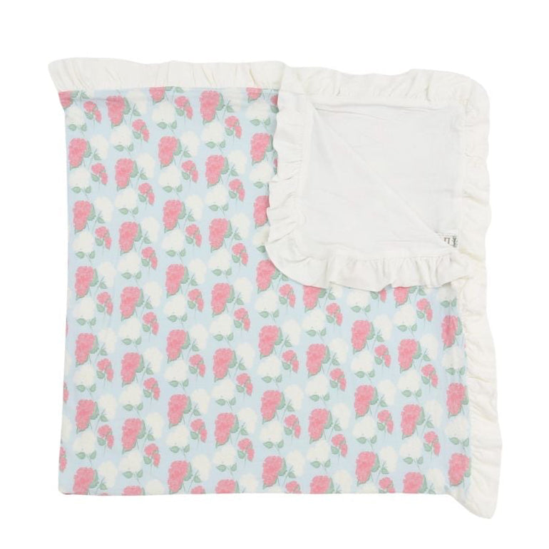 Pink Hydrangea Ruffle Stroller Blanket