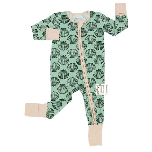 Boys Seashell Double Zipper Romper