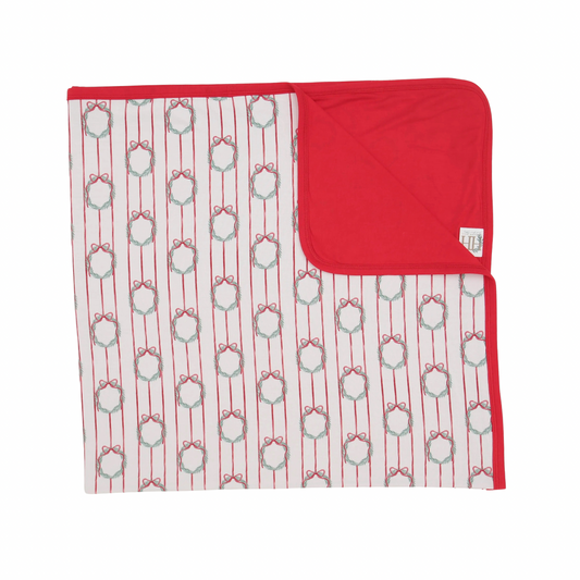 Red Wreath Stroller Blanket - Minimum 2