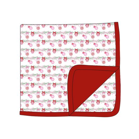 Pink and Red Ornaments Stroller Blanket - Minimum 2