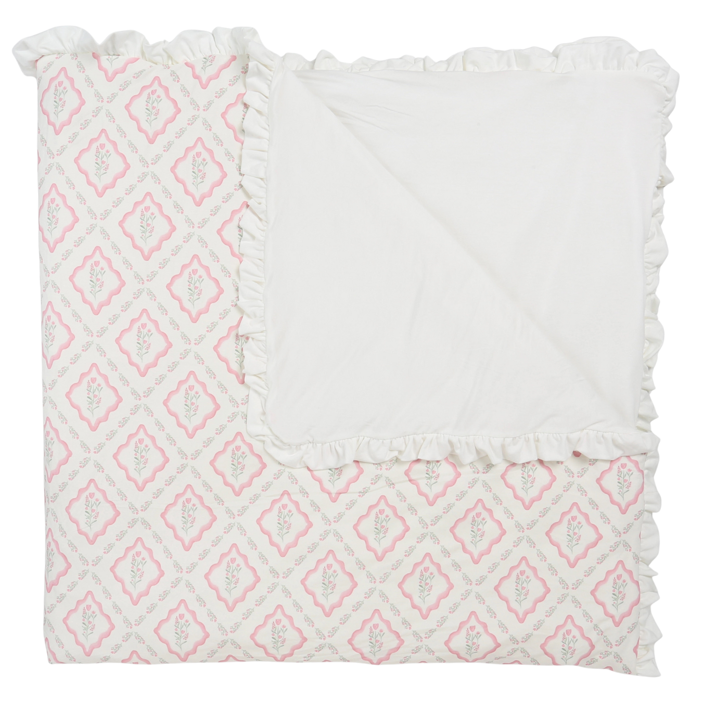 Girls Petite Bloom Large Blanket with Ruffle
