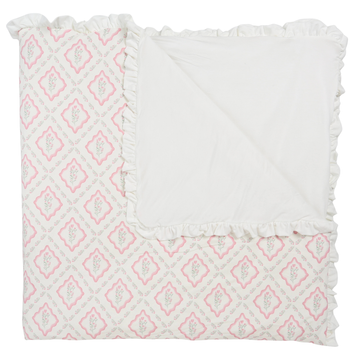 Girls Petite Bloom Large Blanket with Ruffle